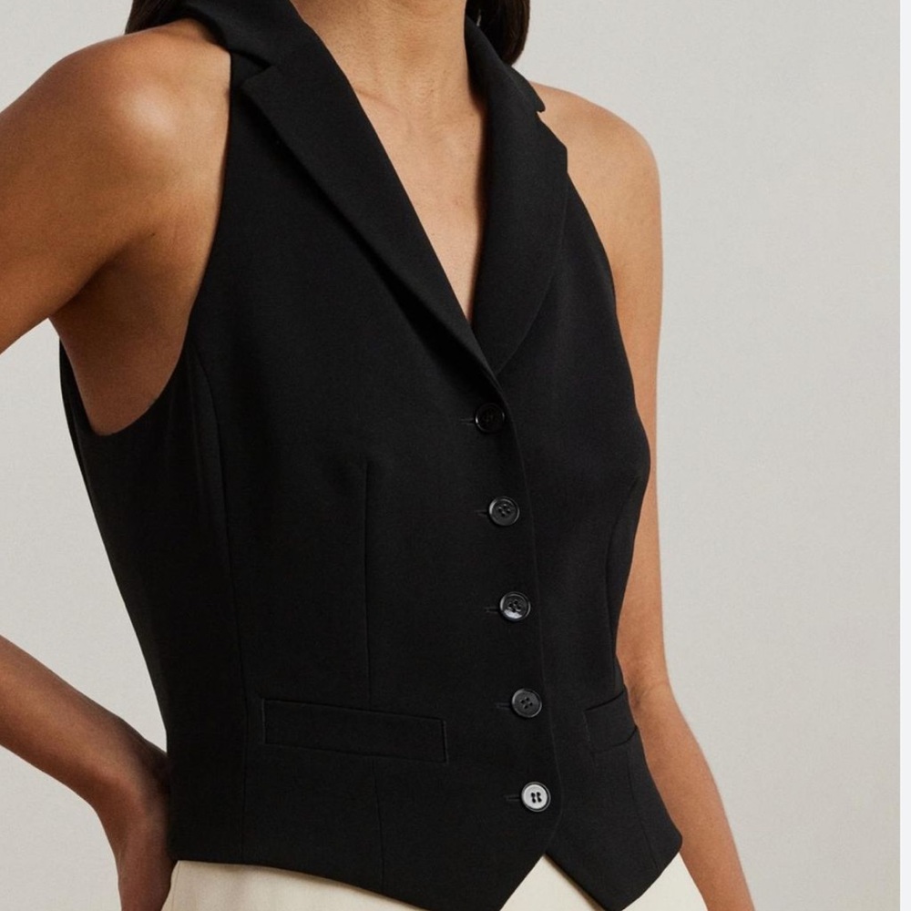 Ralph Lauren Collared Black Button Down Women’s Cropped Vest